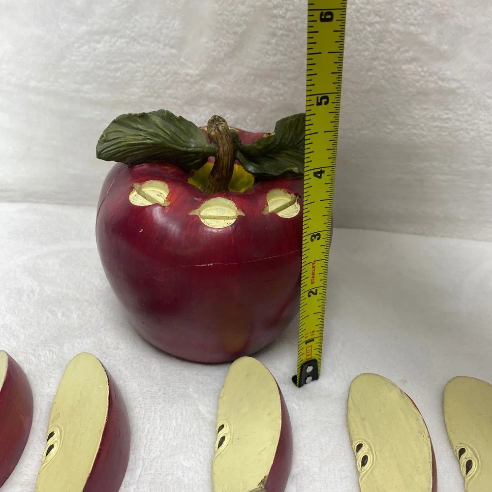 VTG Decorative Red Apple Cheese Spreader Set Stainless Steel Blades Wood Handles